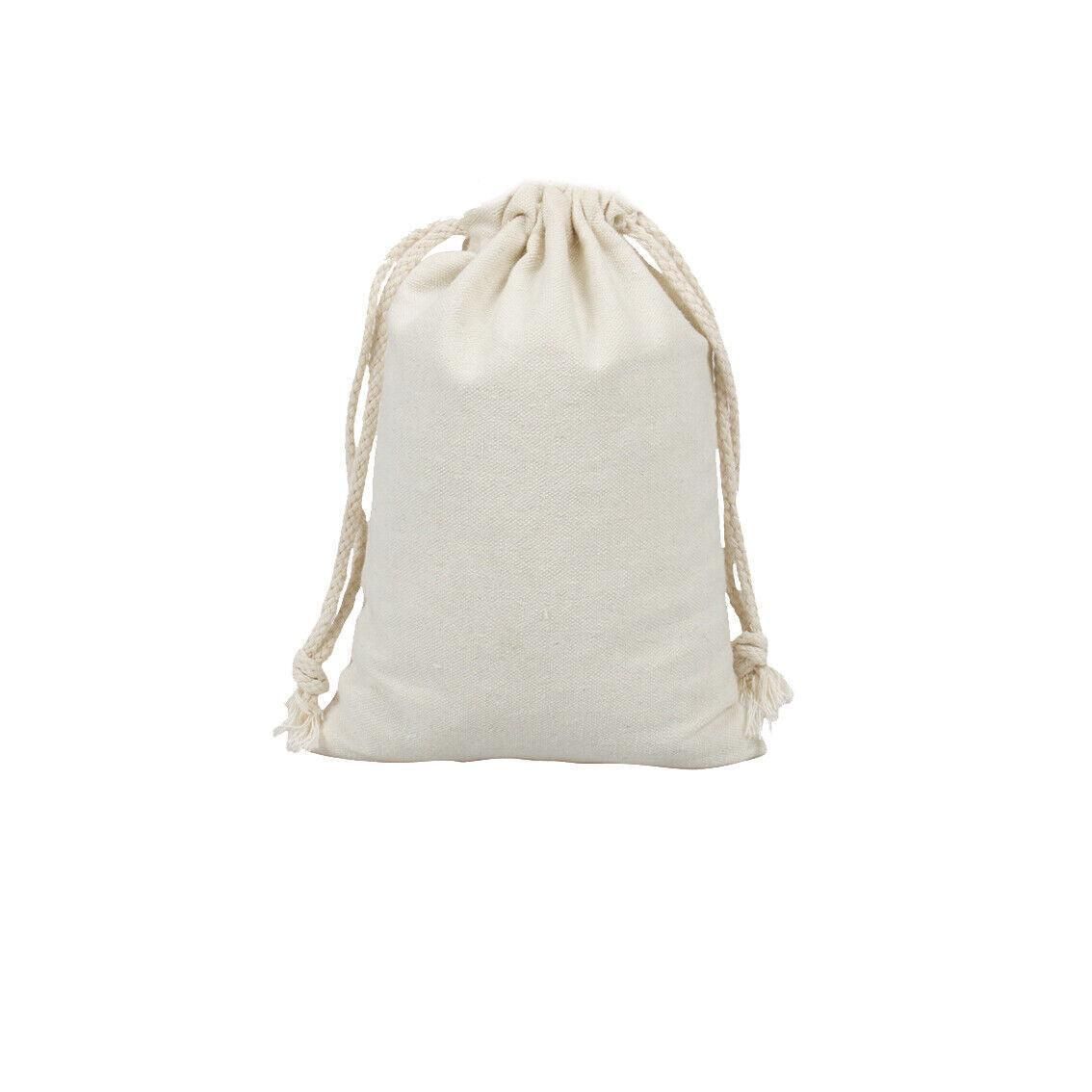 10X Canvas Cotton Drawstring Bags Linen Calico Tote Gift Storage Pouches - 25x35cm V528-9360101012991