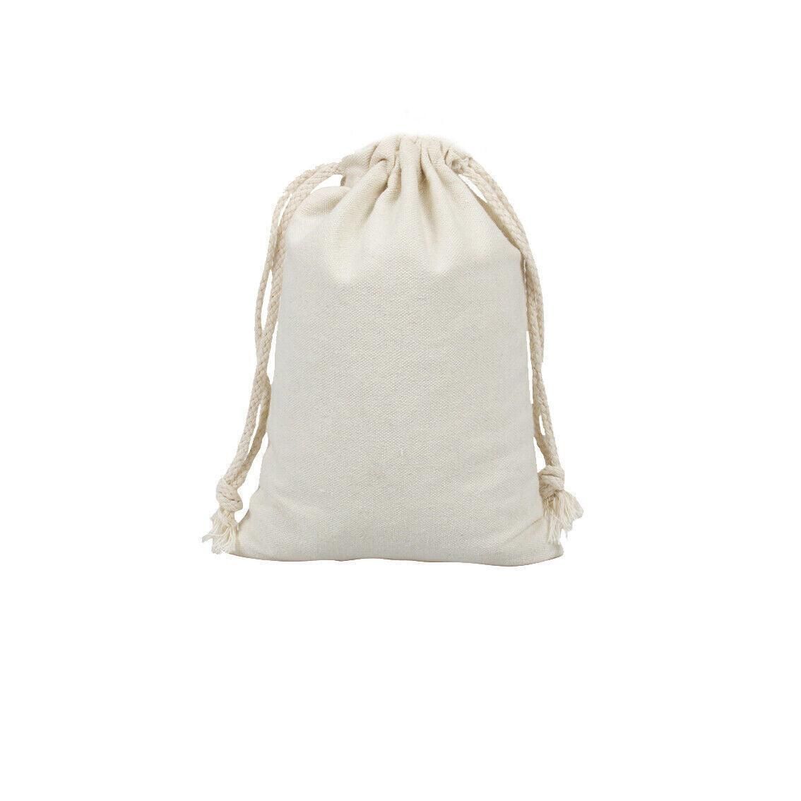 10X Canvas Cotton Drawstring Bags Linen Calico Tote Gift Storage Pouches - 25x35cm V528-9360101012991