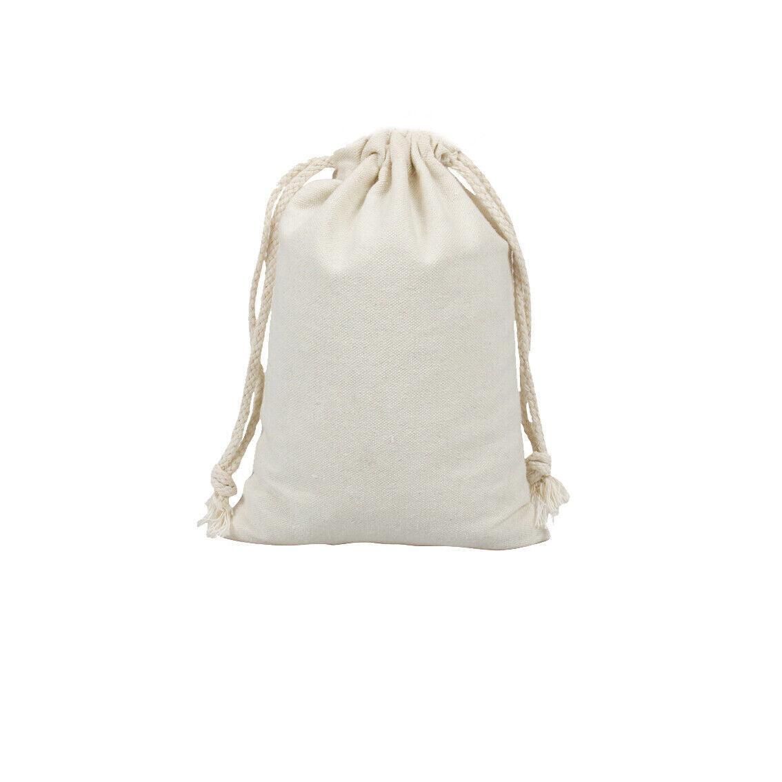 10X Canvas Cotton Drawstring Bags Linen Calico Tote Gift Storage Pouches - 25x35cm V528-9360101012991