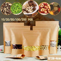 10x 12*20+4cm Stand Up Bag Kraft Paper Seal Packaging Window Zip Lock Pouch - 10 PCS V528-9360101014599