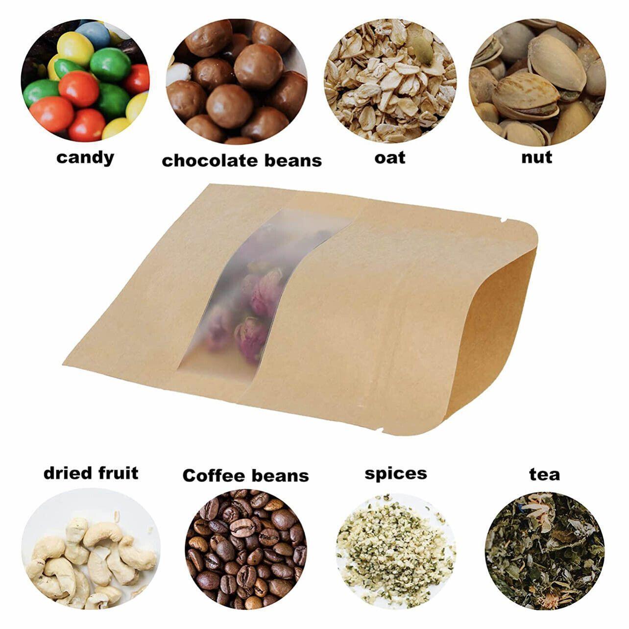 10x 12*20+4cm Stand Up Bag Kraft Paper Seal Packaging Window Zip Lock Pouch - 10 PCS V528-9360101014599