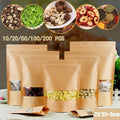 10-200x 23*35+5cm Stand Up Bag Kraft Paper Seal Packaging Window Zip Lock Pouch - 50 PCS V528-9360101014759