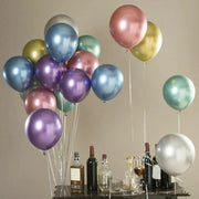 Metallic Latex Balloons 12 Inch Chrome Party Balloons for Birthday Wedding Decoration - Silver 10PCS V528-9360101015091