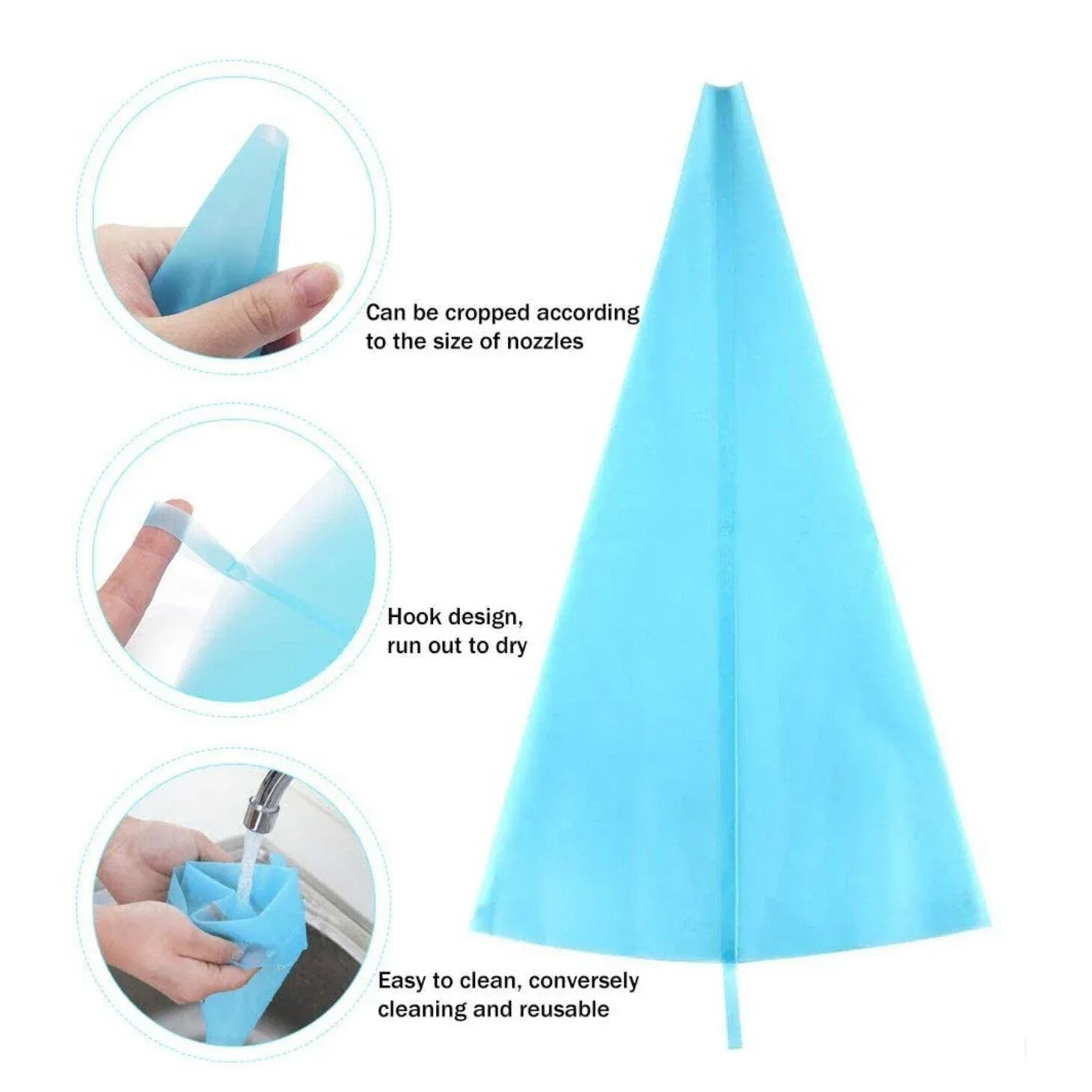 2/4PCS Reusable Silicone Pastry Bag DIY Icing Bags Cream Cake Decorating - 2 PCS(18 inch *2) V528-9360101015589