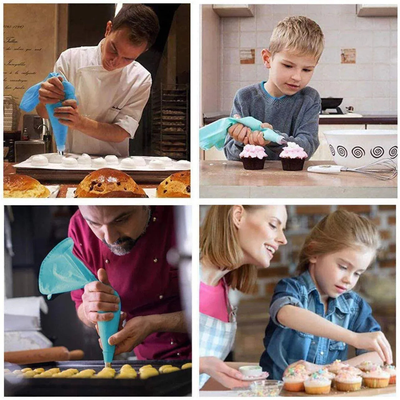 2/4PCS Reusable Silicone Pastry Bag DIY Icing Bags Cream Cake Decorating - 2 PCS(20 inch *2) V528-9360101015596