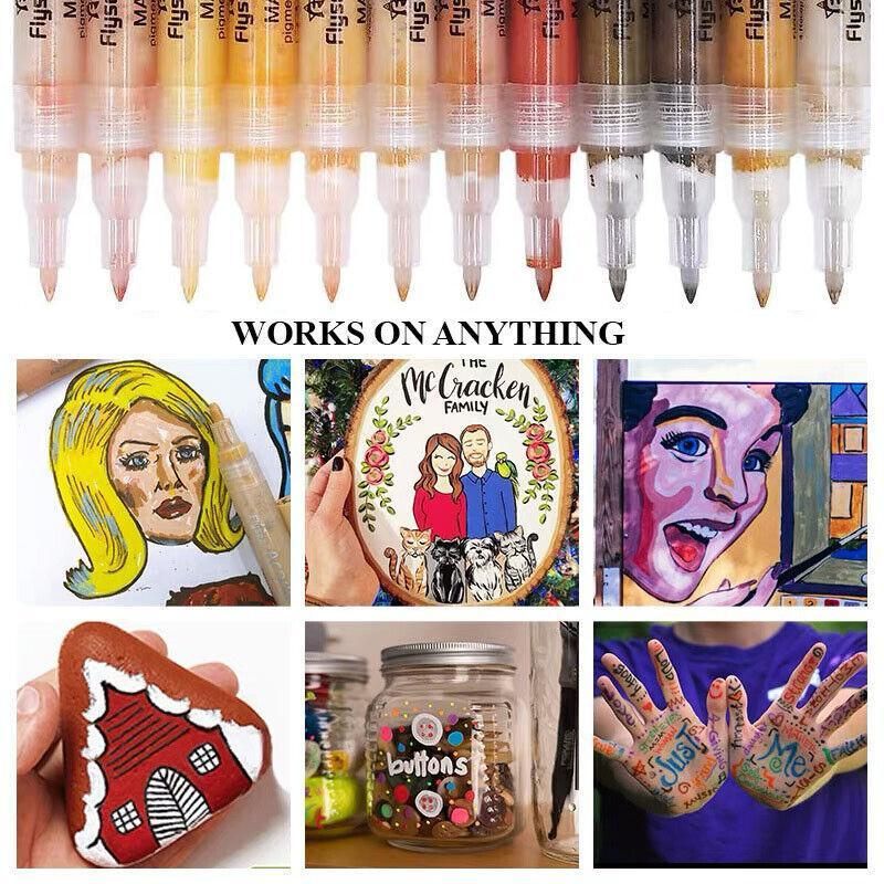 12 Colours Acrylic Paint Pens Markers Skin Tone V528-9360101017637