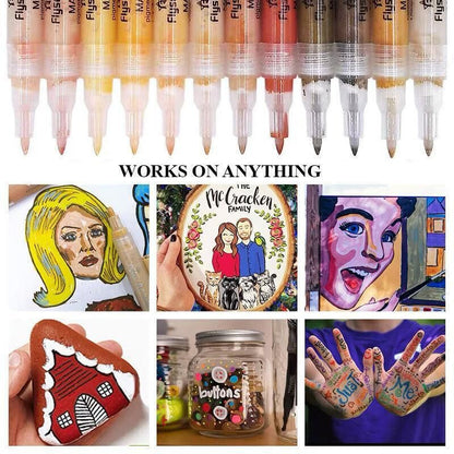 12 Colours Acrylic Paint Pens Markers Skin Tone V528-9360101017637