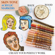12 Colours Acrylic Paint Pens Markers Skin Tone V528-9360101017637