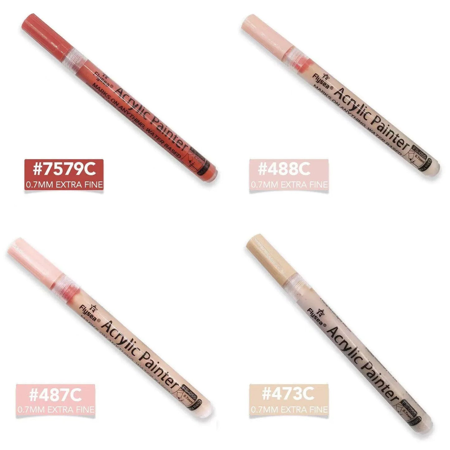 12 Colours Acrylic Paint Pens Markers Skin Tone V528-9360101017637