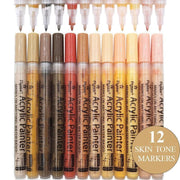 12 Colours Acrylic Paint Pens Markers Skin Tone V528-9360101017637