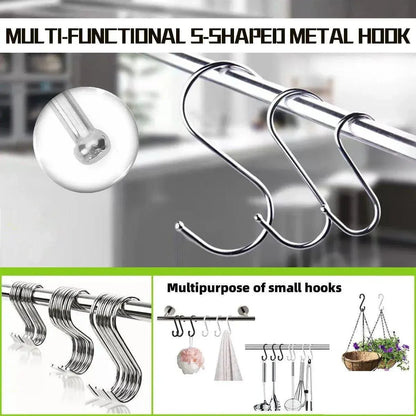 8cm Stainless Steel S Shape Hooks Kitchen Hanger Rack Clothes Hanging Plant Holders - 20PCS V528-9360101020163