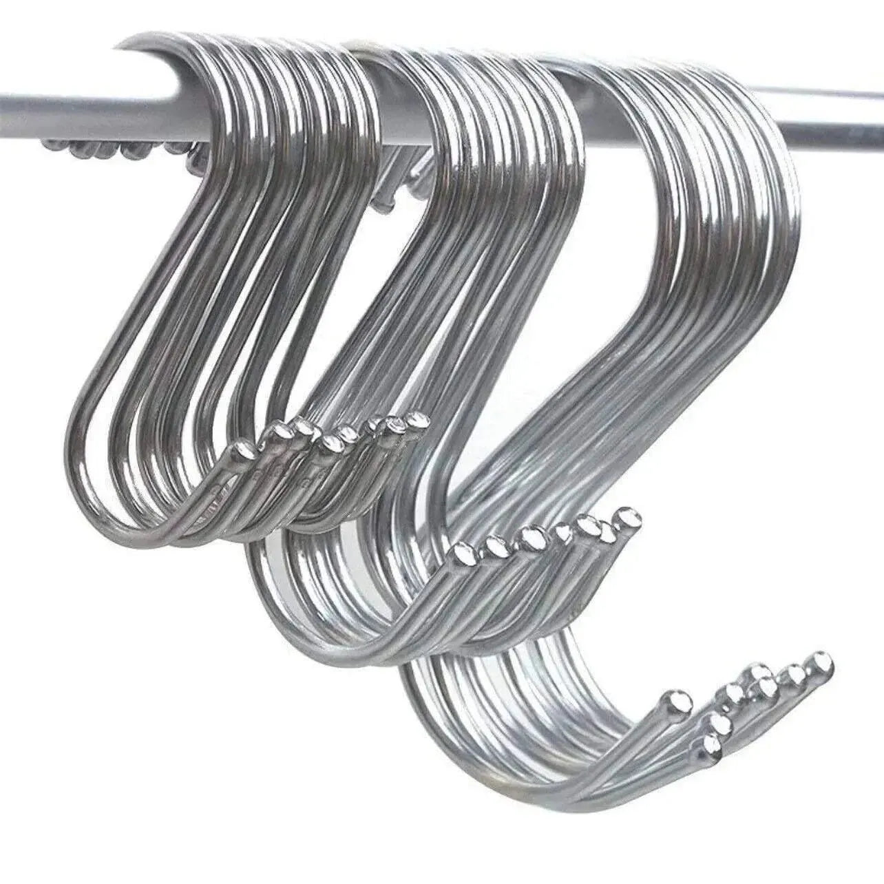 8cm Stainless Steel S Shape Hooks Kitchen Hanger Rack Clothes Hanging Plant Holders - 20PCS V528-9360101020163