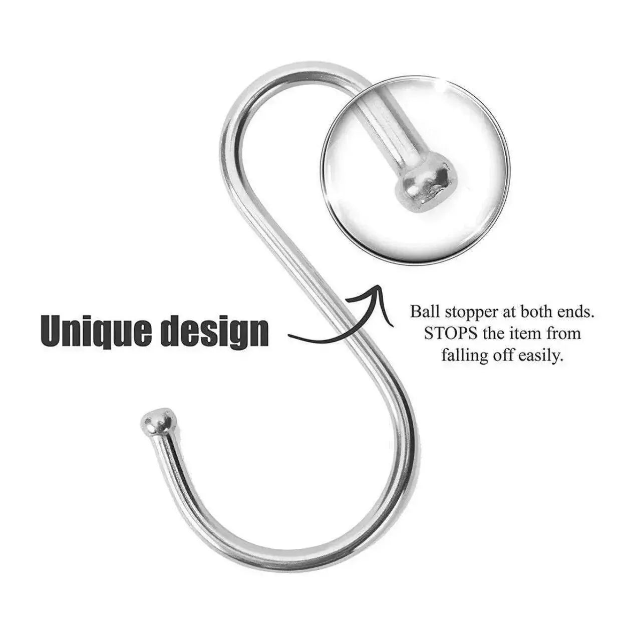 8cm Stainless Steel S Shape Hooks Kitchen Hanger Rack Clothes Hanging Plant Holders - 20PCS V528-9360101020163