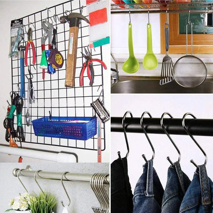 8cm Stainless Steel S Shape Hooks Kitchen Hanger Rack Clothes Hanging Plant Holders - 20PCS V528-9360101020163