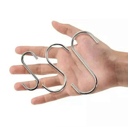 8cm Stainless Steel S Shape Hooks Kitchen Hanger Rack Clothes Hanging Plant Holders - 10PCS V528-9360101020170