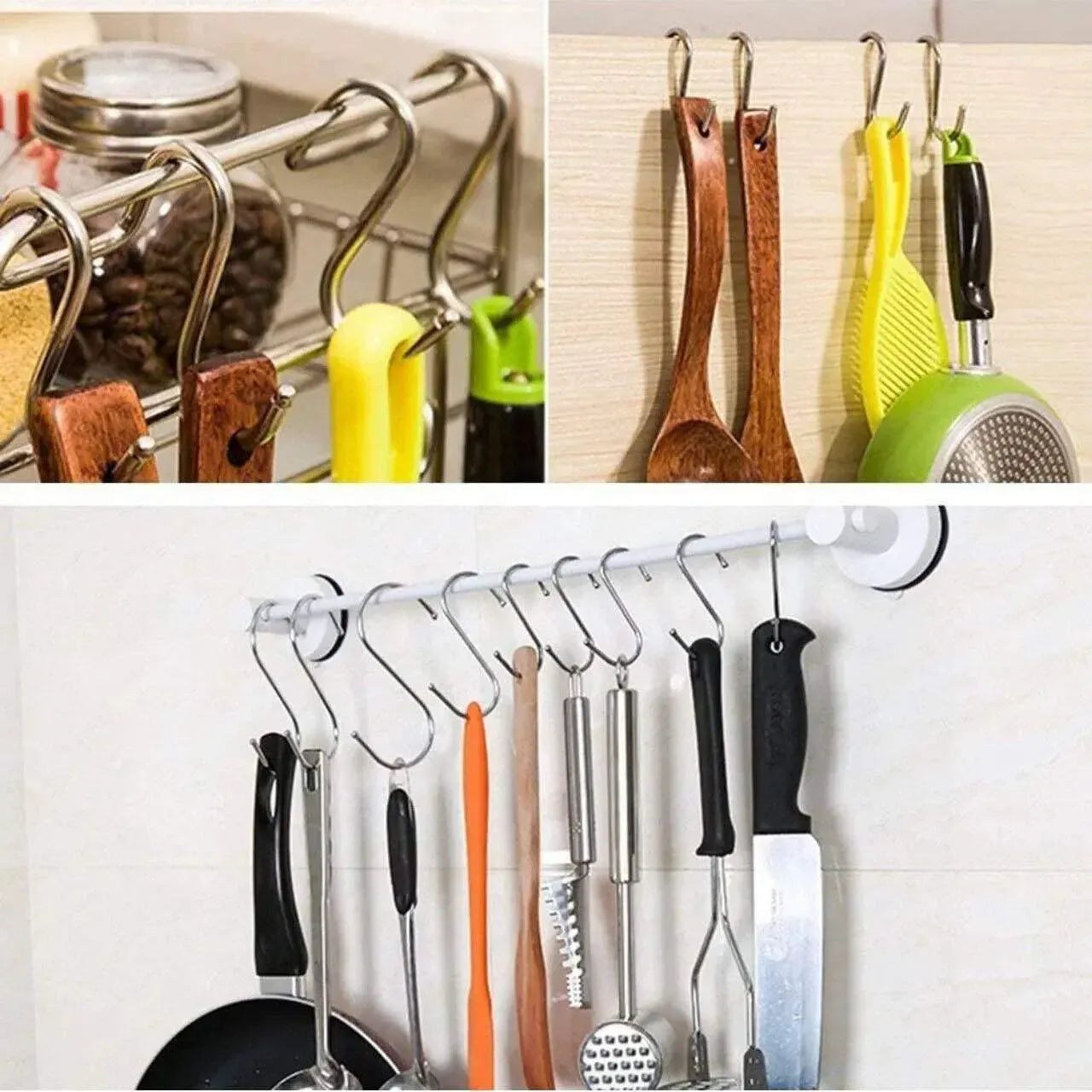 8cm Stainless Steel S Shape Hooks Kitchen Hanger Rack Clothes Hanging Plant Holders - 10PCS V528-9360101020170