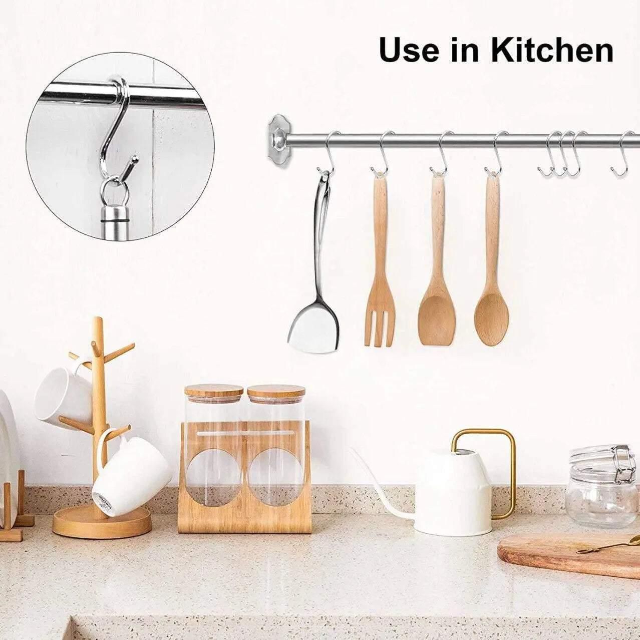 8cm Stainless Steel S Shape Hooks Kitchen Hanger Rack Clothes Hanging Plant Holders - 10PCS V528-9360101020170