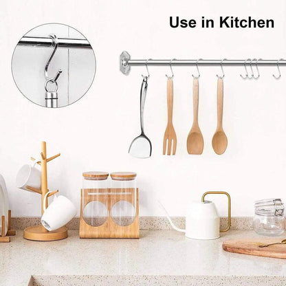 8cm Stainless Steel S Shape Hooks Kitchen Hanger Rack Clothes Hanging Plant Holders - 10PCS V528-9360101020170