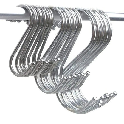 12cm Stainless Steel S Shape Hooks Kitchen Hanger Rack Clothes Hanging Plant Holders - 20PCS V528-9360101020194