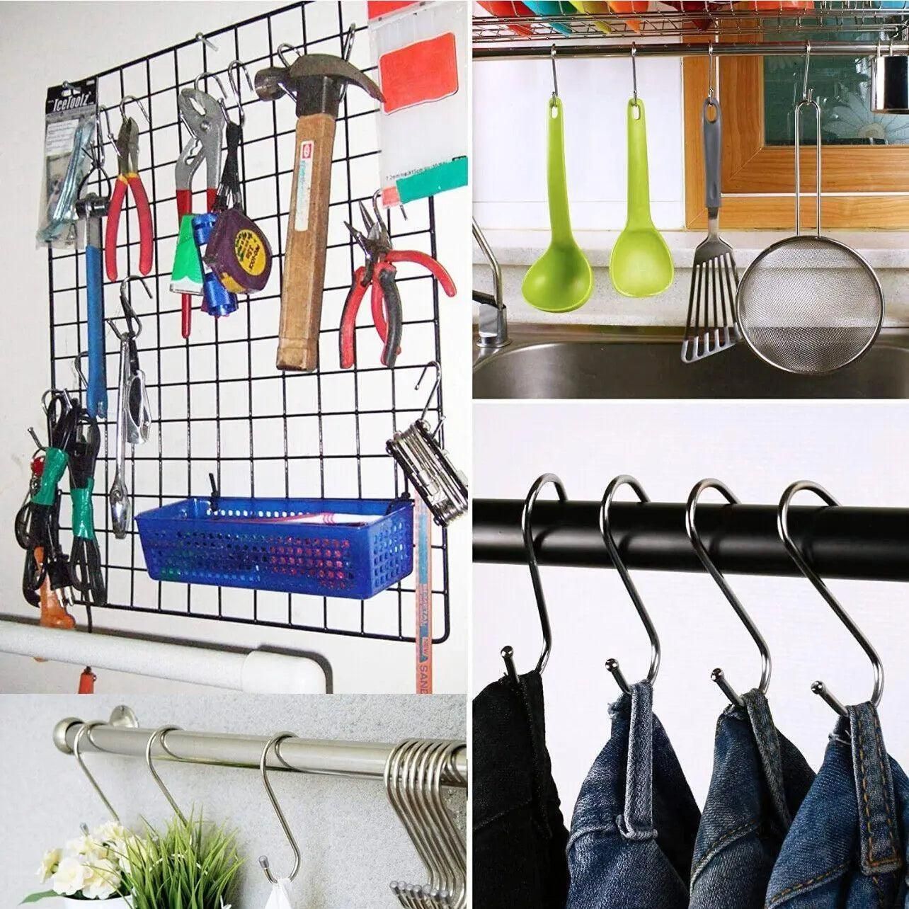 12cm Stainless Steel S Shape Hooks Kitchen Hanger Rack Clothes Hanging Plant Holders - 10PCS V528-9360101020200