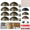 6X Cupboard Door Cabinet Cup Drawer Furniture Retro Antique Pull Shell Handle - Green Bronze V528-9360101029579