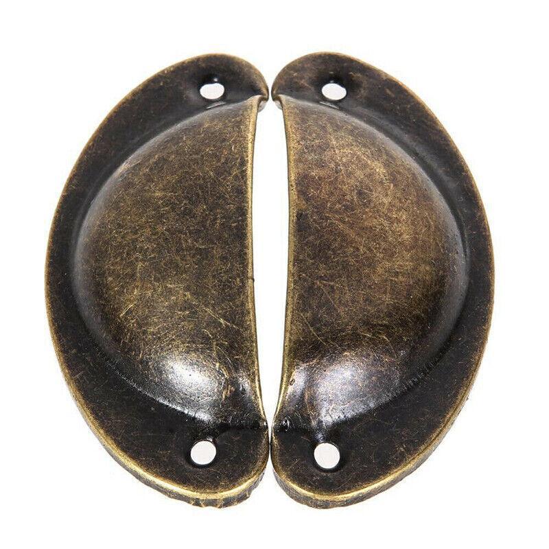 6X Cupboard Door Cabinet Cup Drawer Furniture Retro Antique Pull Shell Handle - Red Bronze V528-9360101029678