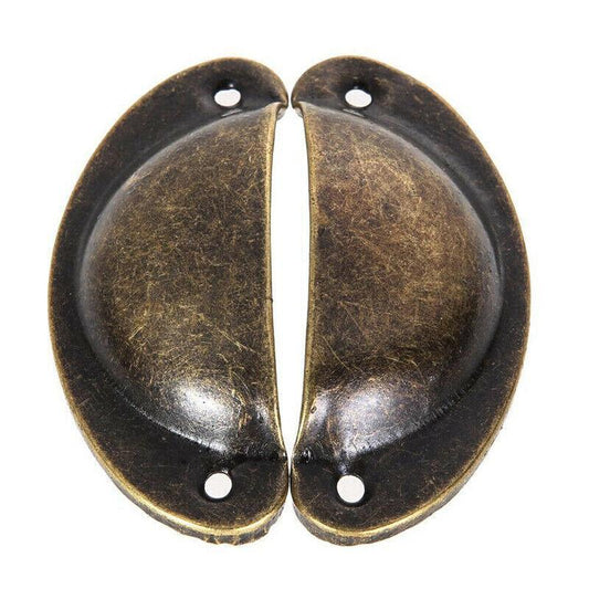 6X Cupboard Door Cabinet Cup Drawer Furniture Retro Antique Pull Shell Handle - Red Bronze V528-9360101029678