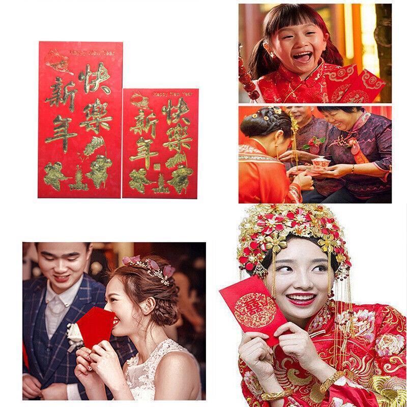 8*11.5 cm Set of 6 - Chinese New Year Red Pocket Lucky Money Envelopes - B V528-9360101030704