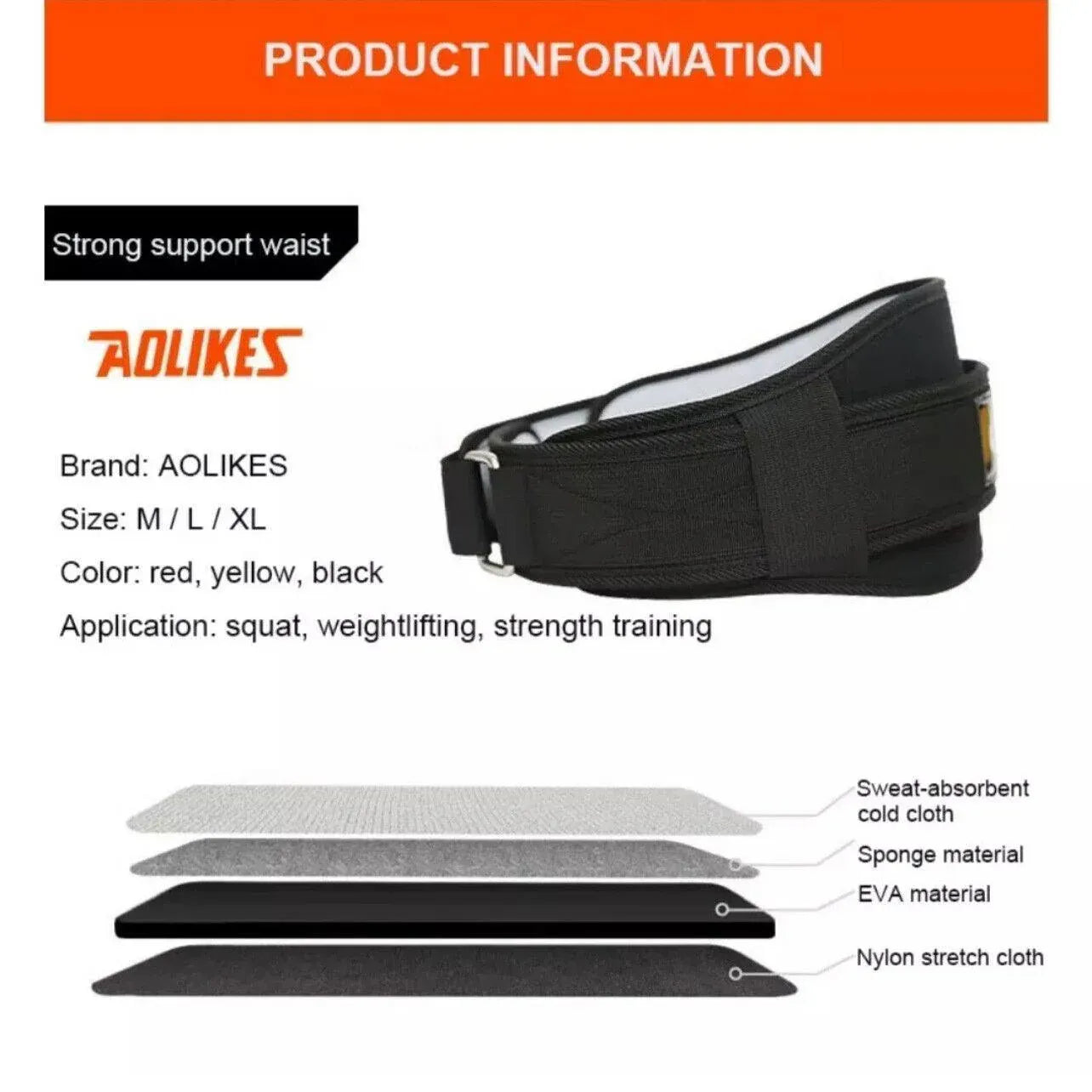 Fitness Weight Lifting Belt Barbell Dumbell Training Back Support Men Women XL - Yellow-XL V528-9360101031718