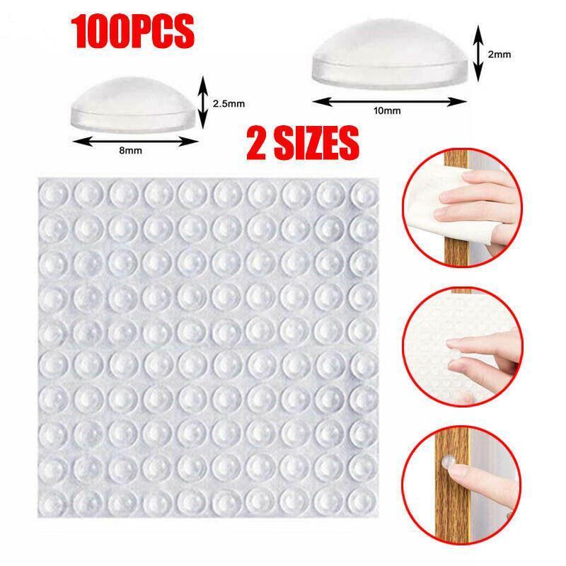 100PCS Clear Silicone Bumper Pads Self Adhesive Door Drawer Cabinet Furniture Stopper - 100PCS-10*2mm V528-9360101031770