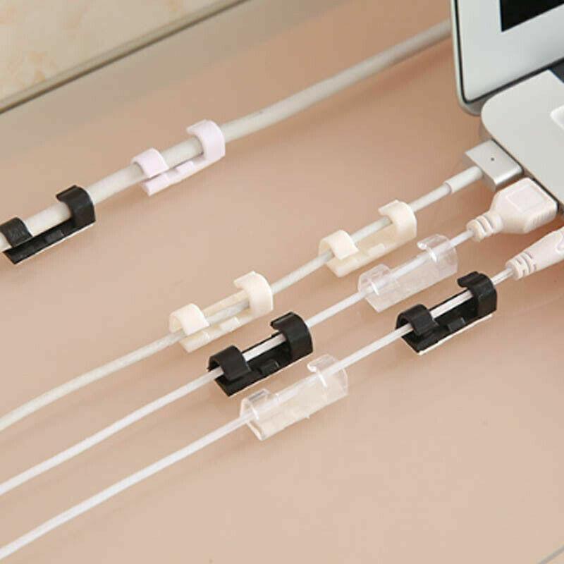 20PCS Cable Clips Management Holder Cord Wire Line Organizer Self-Adhesive M - M Size - Black x 20 PCS V528-9360101034887