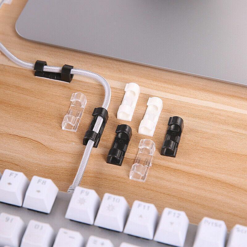 20PCS Cable Clips Management Holder Cord Wire Line Organizer Self-Adhesive M - M Size - Black x 20 PCS V528-9360101034887
