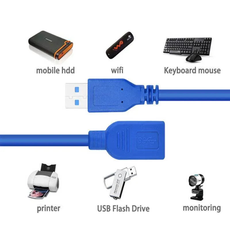 Super speed Usb 3.0 Male To Female Data Cable Extension Cord For Laptop Pc Camera - 3M V528-9360101036072