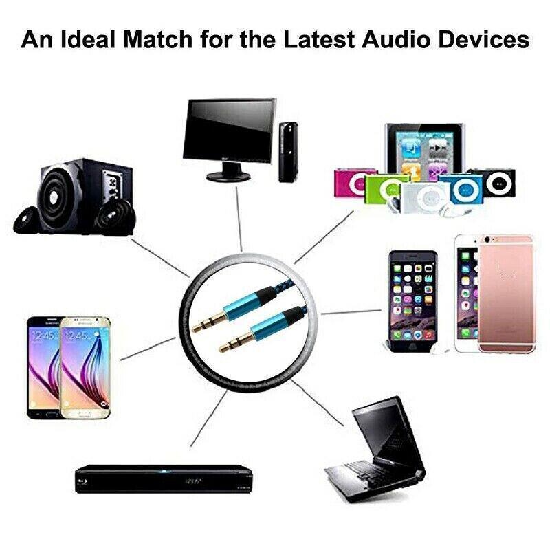 AUX Cable 3.5mm Stereo Audio Input Extension Male to Male Auxiliary Car Cord - White V528-9360101036799