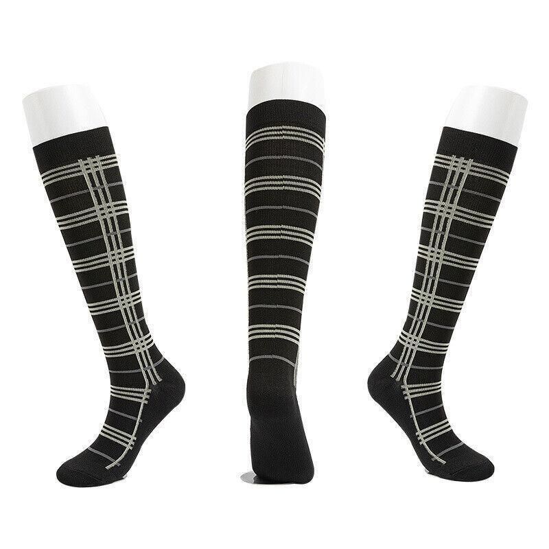 L/XL Size Compression Socks Unisex Adult Nursing Travel Stocking Sport - Black Lattice V528-9360101039998