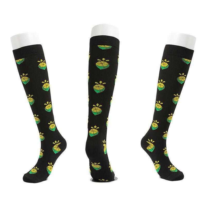 L/XL Size Compression Socks Unisex Adult Nursing Travel Stocking Sport - Black Lemon V528-9360101040000