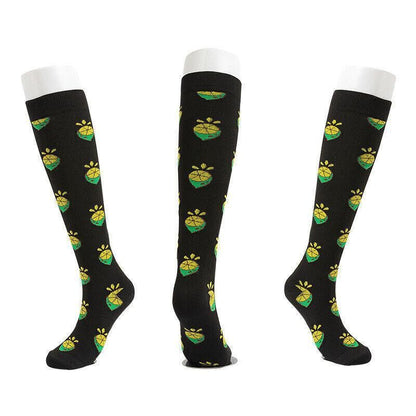 L/XL Size Compression Socks Unisex Adult Nursing Travel Stocking Sport - Black Lemon V528-9360101040000