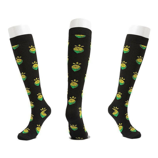 L/XL Size Compression Socks Unisex Adult Nursing Travel Stocking Sport - Black Lemon V528-9360101040000