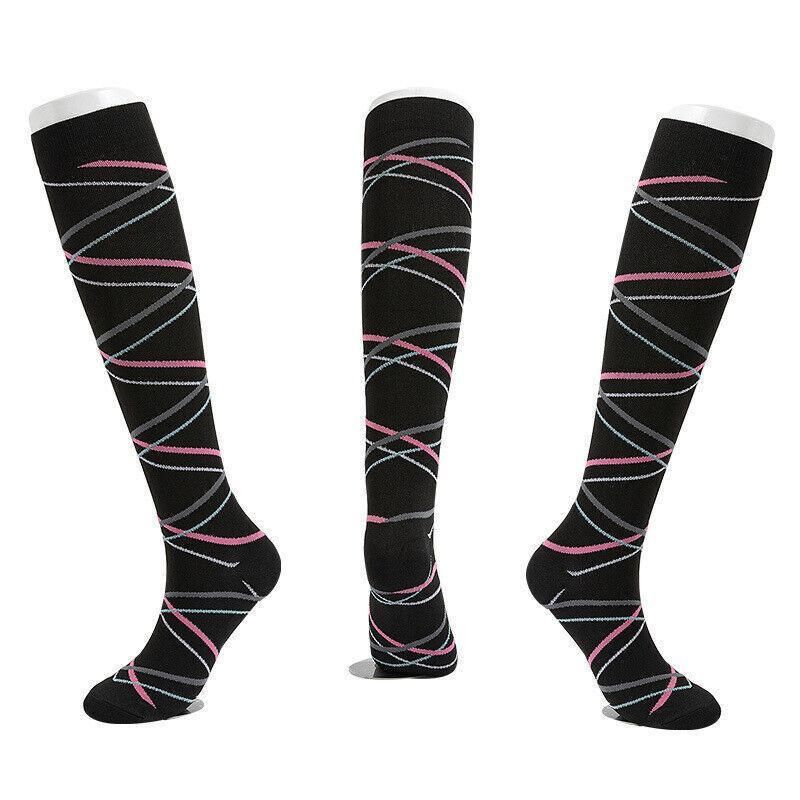 L/XL Size Compression Socks Unisex Adult Nursing Travel Stocking Sport - Streamer V528-9360101040017