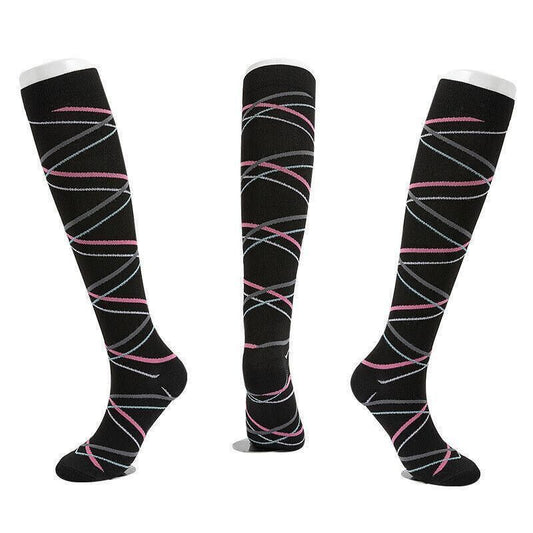 L/XL Size Compression Socks Unisex Adult Nursing Travel Stocking Sport - Streamer V528-9360101040017