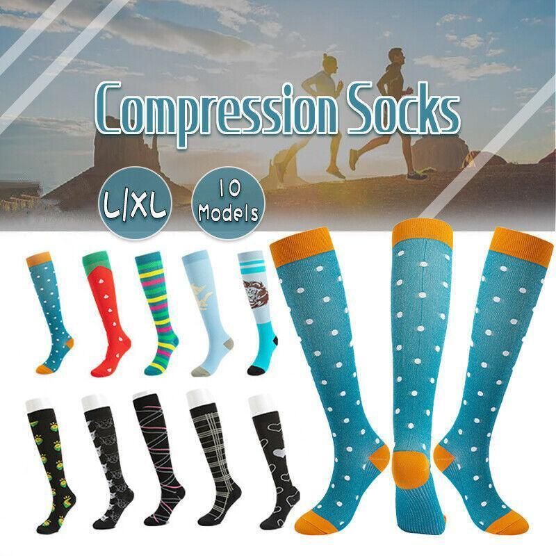 L/XL Size Compression Socks Unisex Adult Nursing Travel Stocking Sport - Strawberry V528-9360101040024