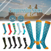 L/XL Size Compression Socks Unisex Adult Nursing Travel Stocking Sport - Blue Dot V528-9360101040031