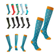 L/XL Size Compression Socks Unisex Adult Nursing Travel Stocking Sport - Blue Dot V528-9360101040031