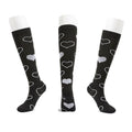 L/XL Size Compression Socks Unisex Adult Nursing Travel Stocking Sport - Black Heart V528-9360101040048
