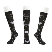 L/XL Size Compression Socks Unisex Adult Nursing Travel Stocking Sport - Black Heart V528-9360101040048