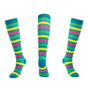 L/XL Size Compression Socks Unisex Adult Nursing Travel Stocking Sport - Green Bar V528-9360101040055
