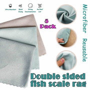 5X Fish Scale Microfiber Cleaning Cloth Dish Washing Glass Wipe Reusable Kitchen - 5Pcs-25cm*25cm V528-9360101040536