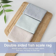 5X Fish Scale Microfiber Cleaning Cloth Dish Washing Glass Wipe Reusable Kitchen - 5Pcs-25cm*25cm V528-9360101040536