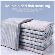 5X Fish Scale Microfiber Cleaning Cloth Dish Washing Glass Wipe Reusable Kitchen - 5Pcs-25cm*25cm V528-9360101040536