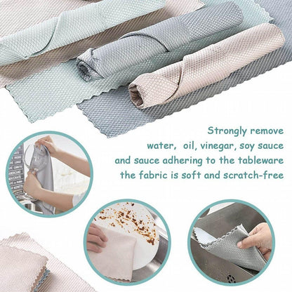 5X Fish Scale Microfiber Cleaning Cloth Dish Washing Glass Wipe Reusable Kitchen - 5Pcs-25cm*25cm V528-9360101040536